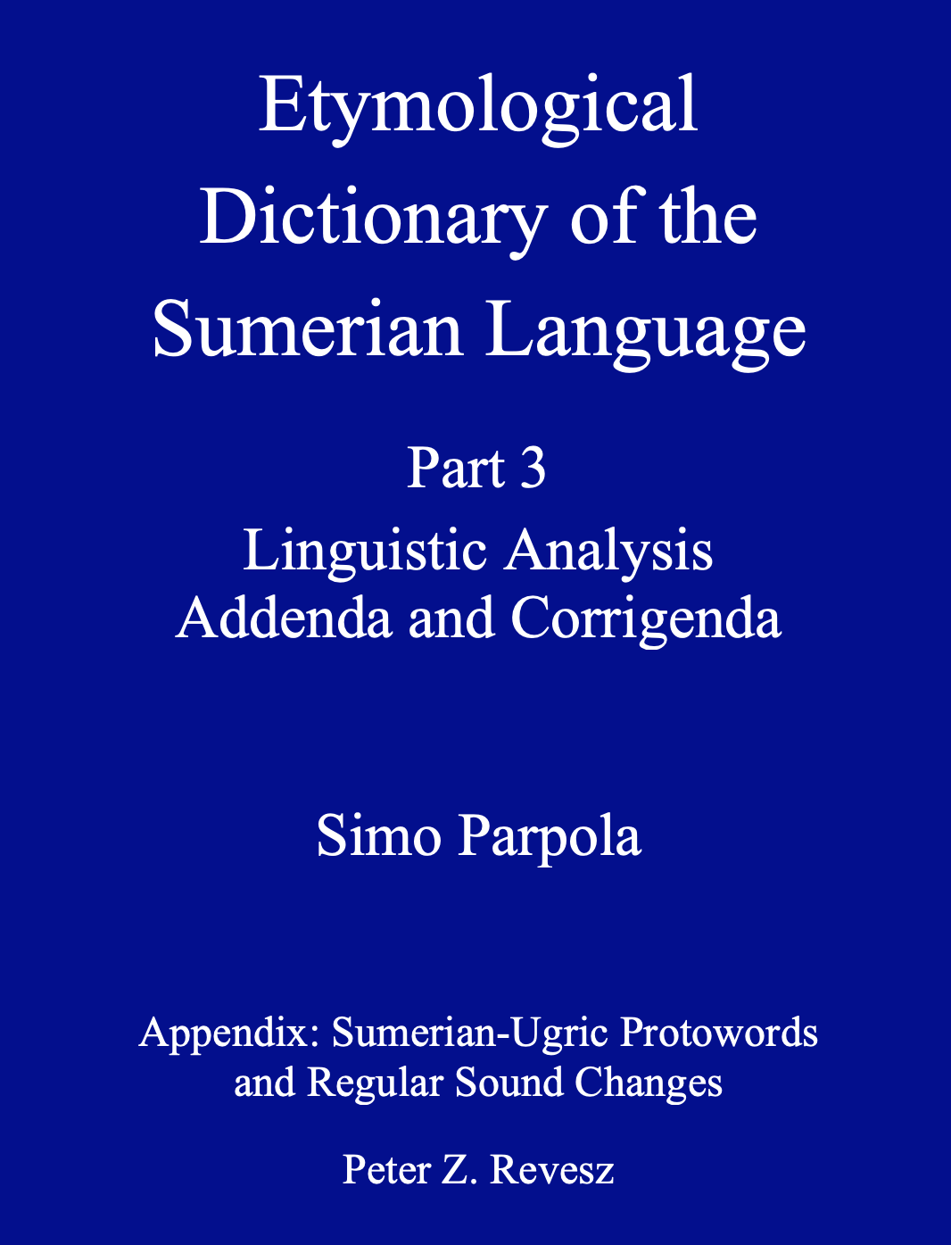 Etym. Dict. Sumerian Lang.